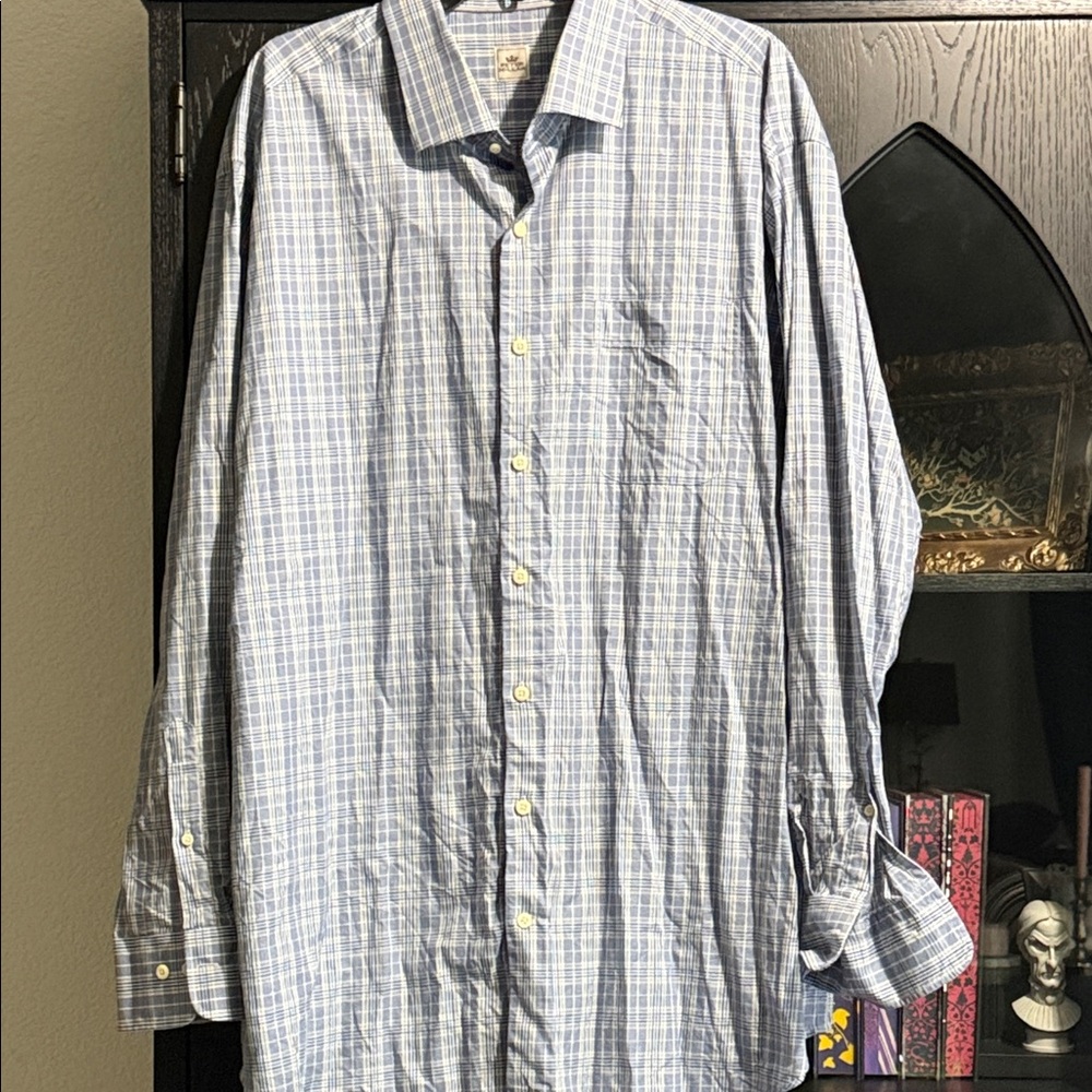 Peter Millar Blue Plaid Men's Dress Shirt